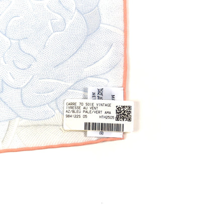 Hermes Vintage Silk Ivresse Au Vent Scarf 70 Bleu Pale Vert Amande 4 of 4