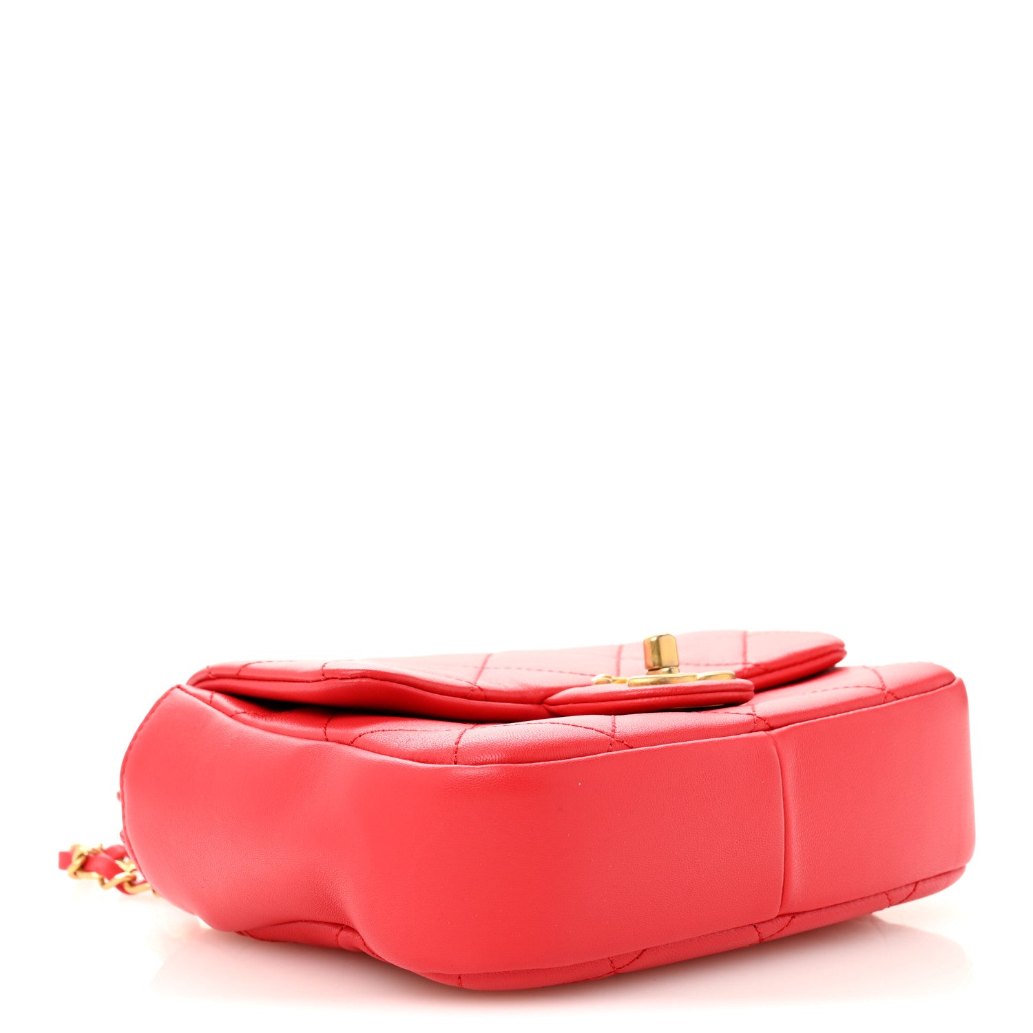 Chanel Lambskin Quilted Small Circular Handle Bag Brilliant Rouge 4 of 10