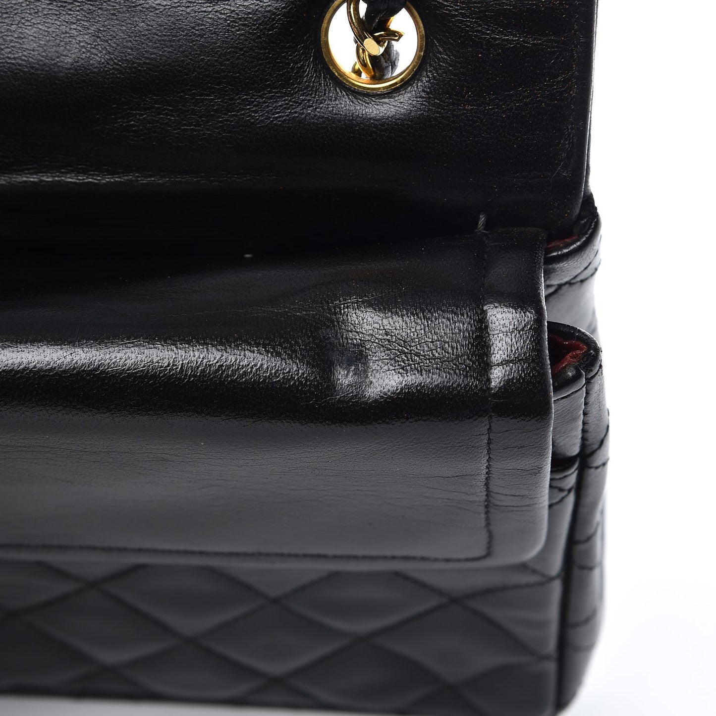 Lambskin Quilted Medium Double Flap Black