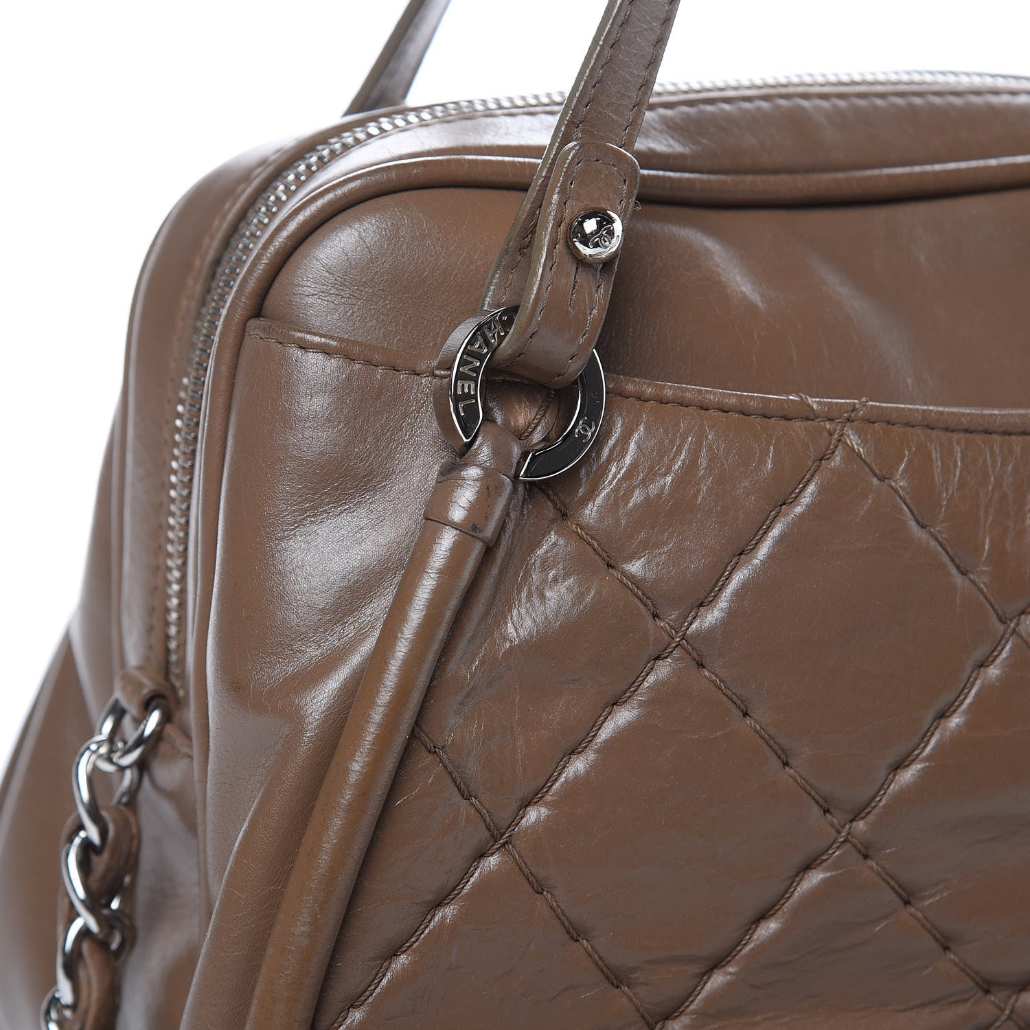 Chanel Iridescent Calfskin Quilted Relax CC Camera Case Brown 14 of 18