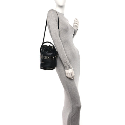 Saint Laurent Smooth Calfskin Studded Small Bahia Drawstring Bucket Bag Black 2 of 9