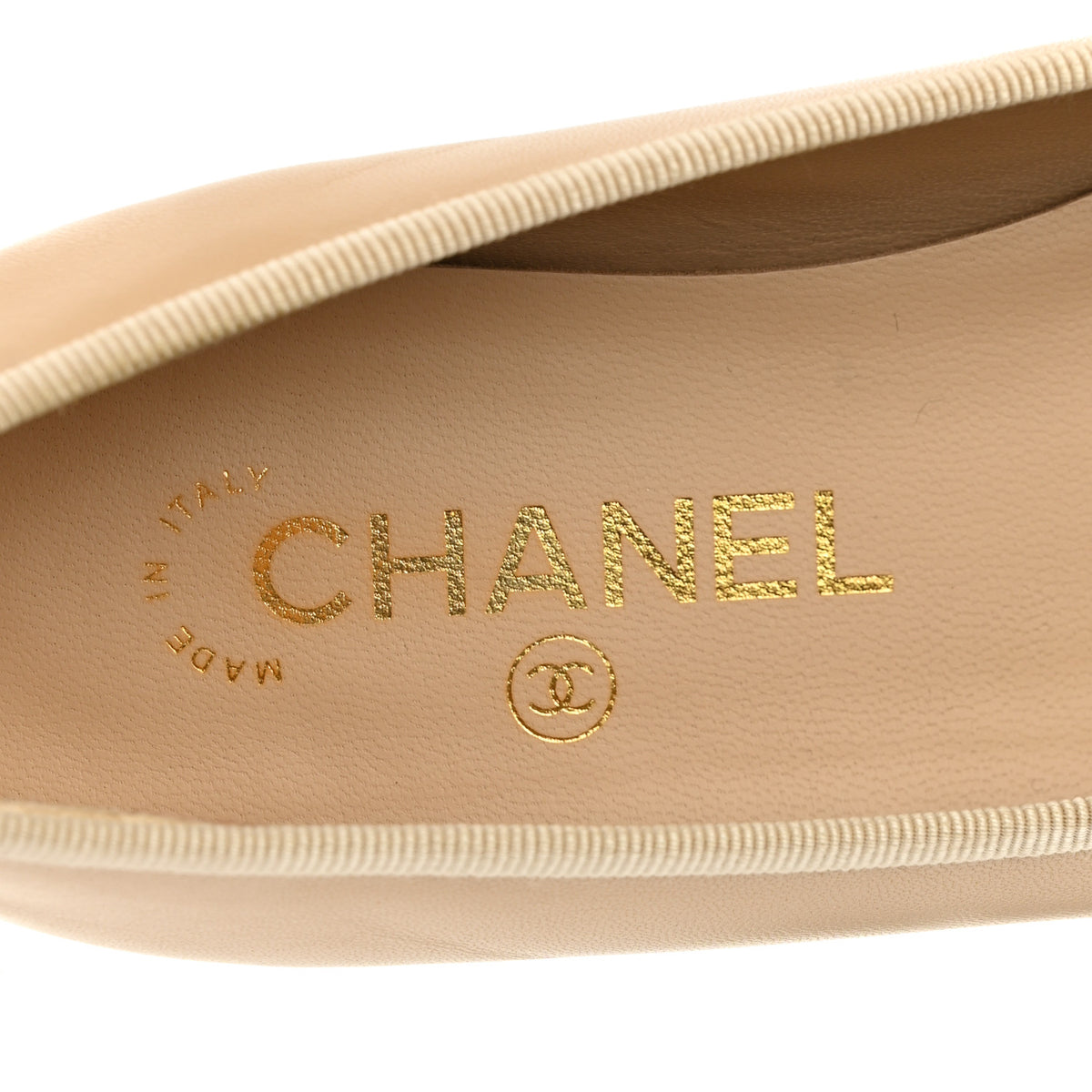 Lambskin Cap Toe CC Ballerina Flats 37 Beige Black