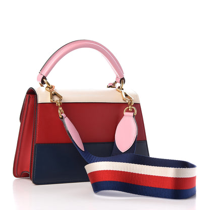 Gucci Calfskin Sylvie Web Small Queen Margaret Top Handle Bag Blue Agata Hibiscus Red Mystic White Sugar Pink 3 of 10