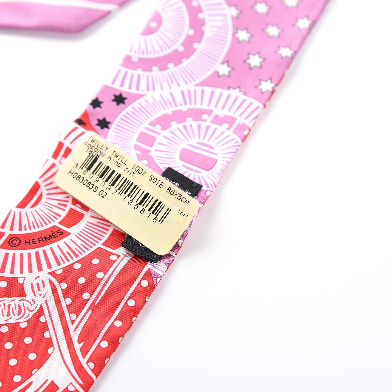 Hermes Silk Eperon d'Or Cut Twilly Parme Blanc Rouge 4 of 6