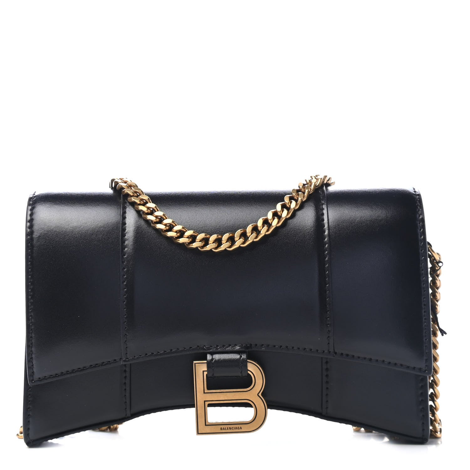 Balenciaga Shiny Box Calfskin Hourglass Chain Bag Black 1 of 4