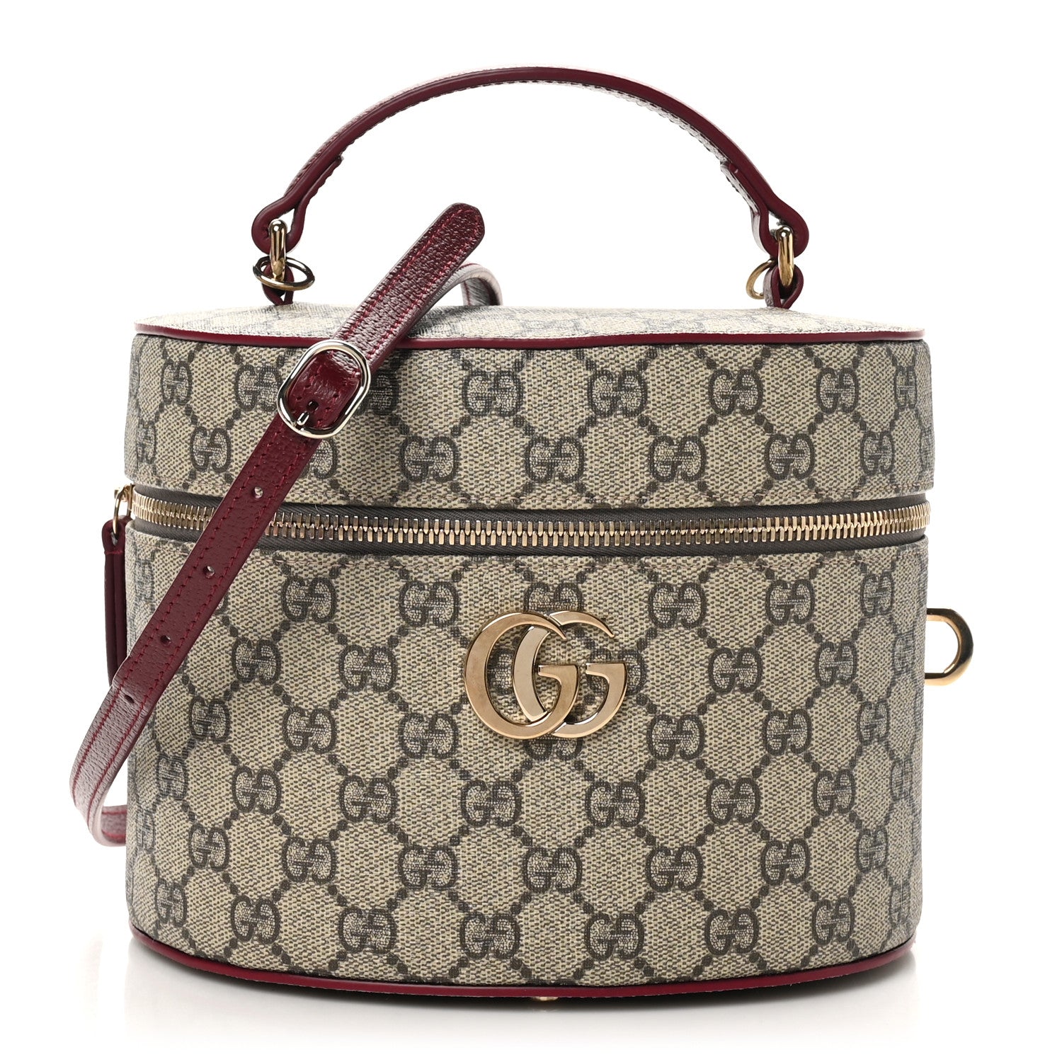 Gucci GG Supreme Monogram Ancora Calfskin Vanity Cosmetic Case Beige Ebony Rosso 1 of 10