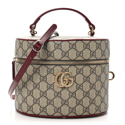 Gucci GG Supreme Monogram Ancora Calfskin Vanity Cosmetic Case Beige Ebony Rosso 1 of 10