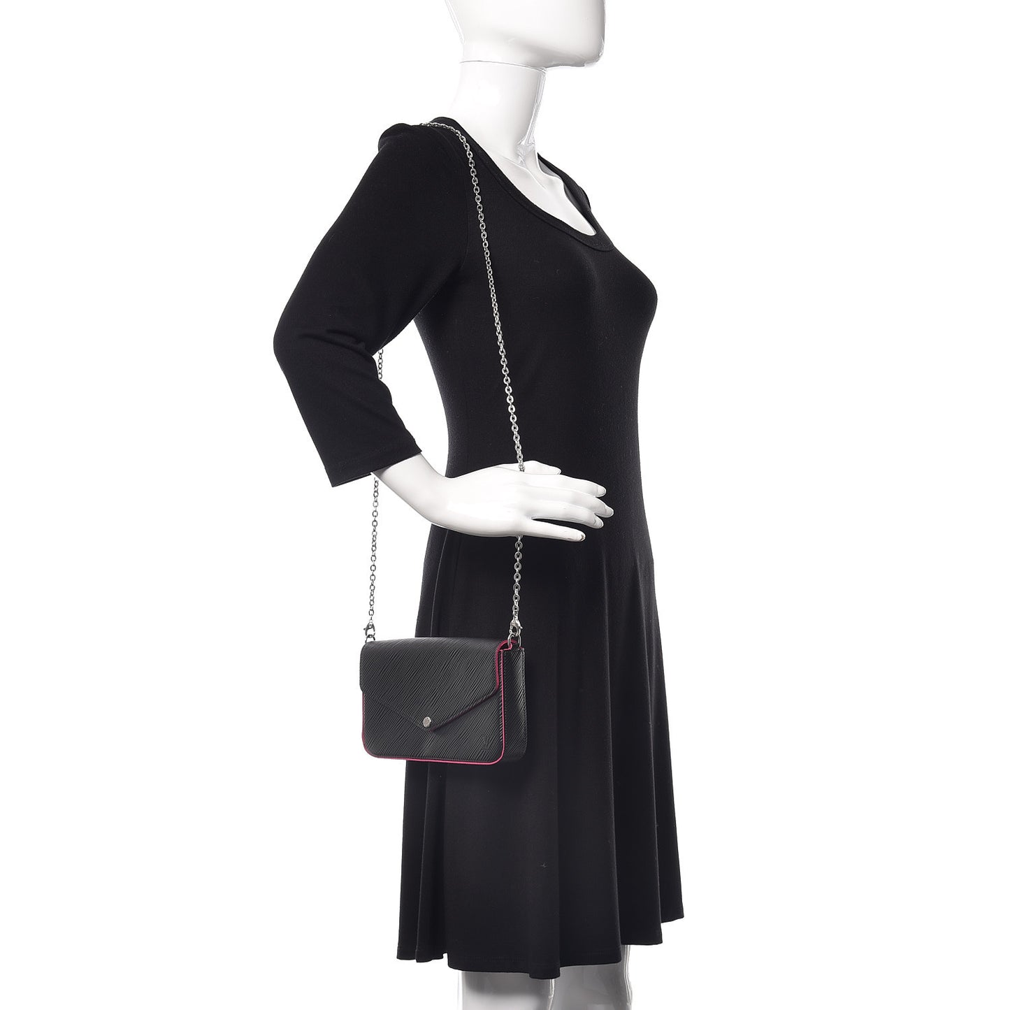 Epi Pochette Felicie Black Hot Pink