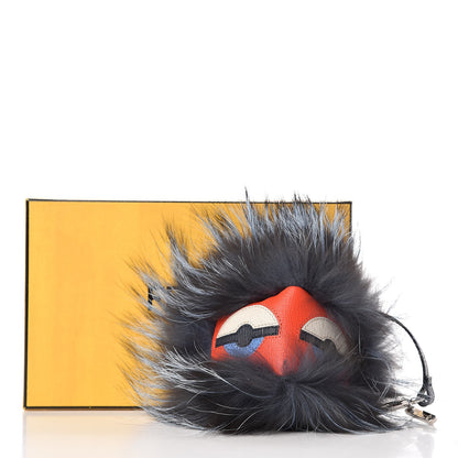 Fendi Fox Fur Vitello Nutty Monster Bag Charm Sky 4 of 4