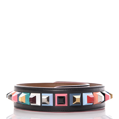 Fendi Vitello Dolce Plexiglass Bi-Color Studded Strap You Black Brownie Multicolor 2 of 5
