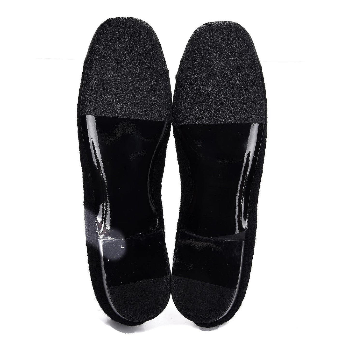 Tweed Grosgrain Chained Cap Toe Ballerina Flats 40 Black