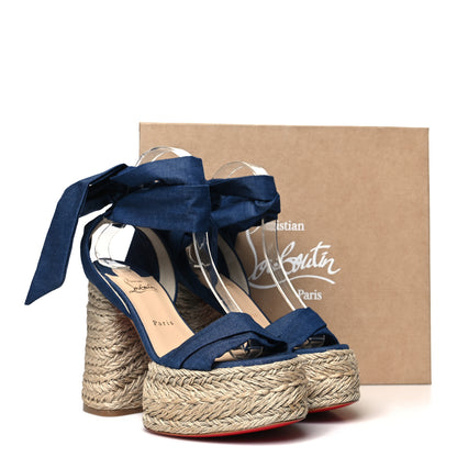 Christian Louboutin Denim Mariza Du Desert 130 Sandals 38 Blue Naturel 8 of 8
