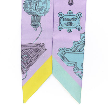 Hermes Silk Merveilleuses Lanternes Twilly Parme Turquoise Kaki 3 of 4