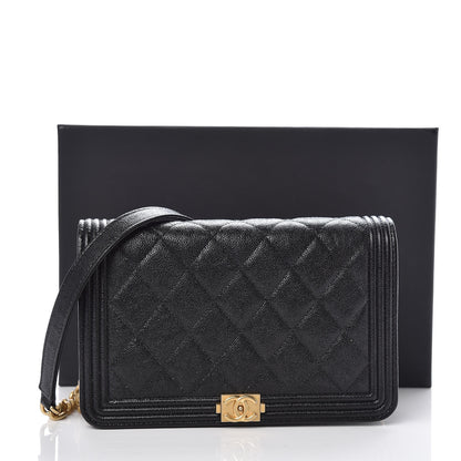Chanel Caviar Quilted Boy Wallet On Chain WOC Black 11 of 11