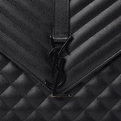 Saint Laurent Grain De Poudre Large Tri-Quilt Monogram Satchel Black 8 of 15