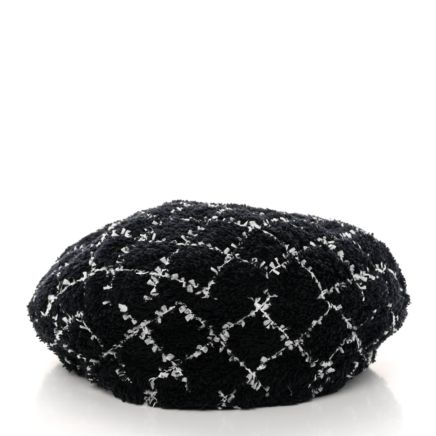 Chanel Tweed Beret Hat M Black White 6 of 8