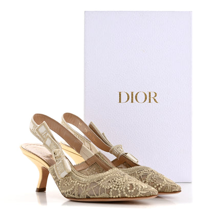 Christian Dior Macrame Lurex Embroidered J'adior Slingback 65mm Pumps 36.5 Pale Gold 13 of 13