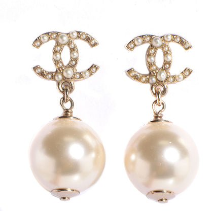 Chanel Pearl CC Drop Earrings Gold 1 of 5