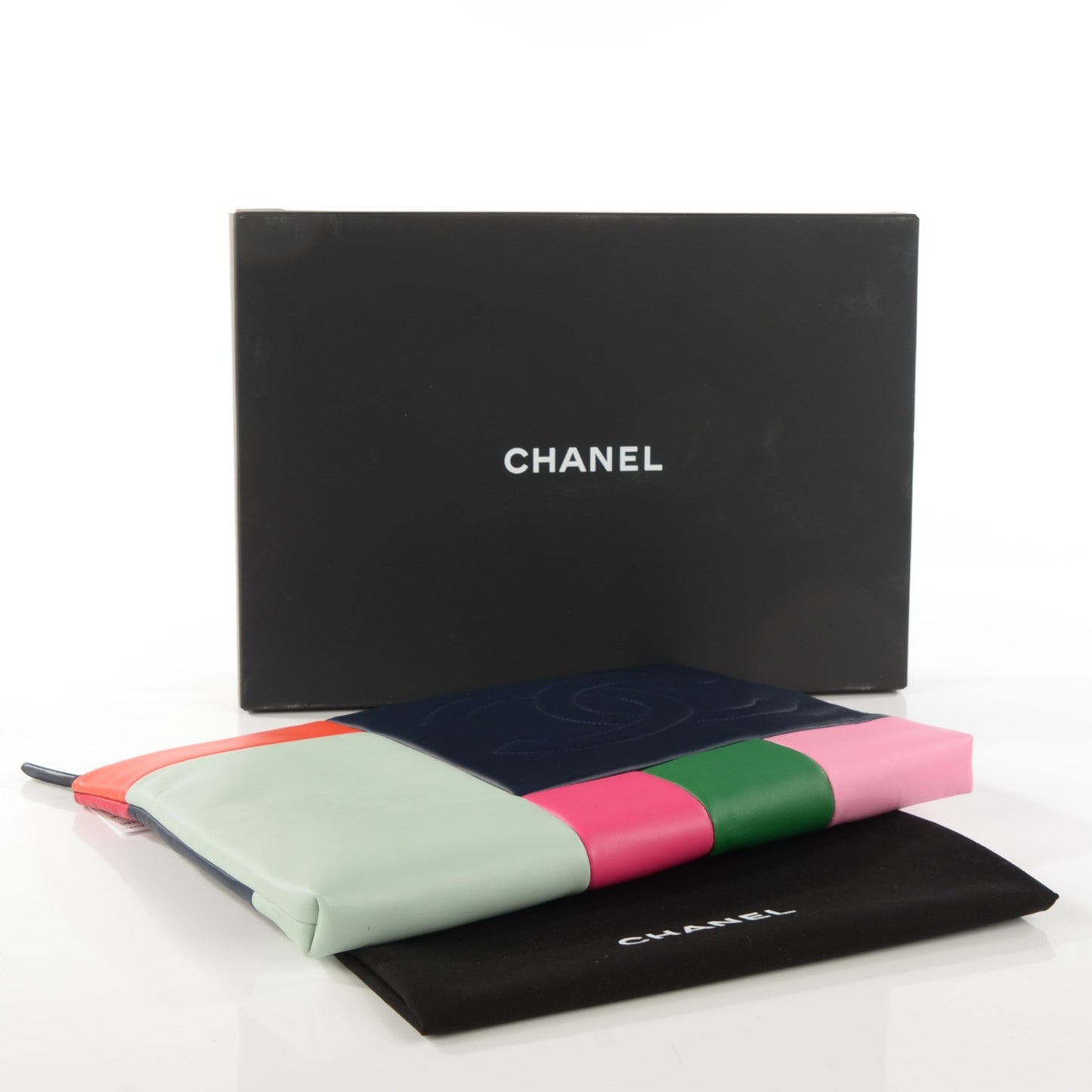 Lambskin Patchwork Large Cosmetic Case Multicolor