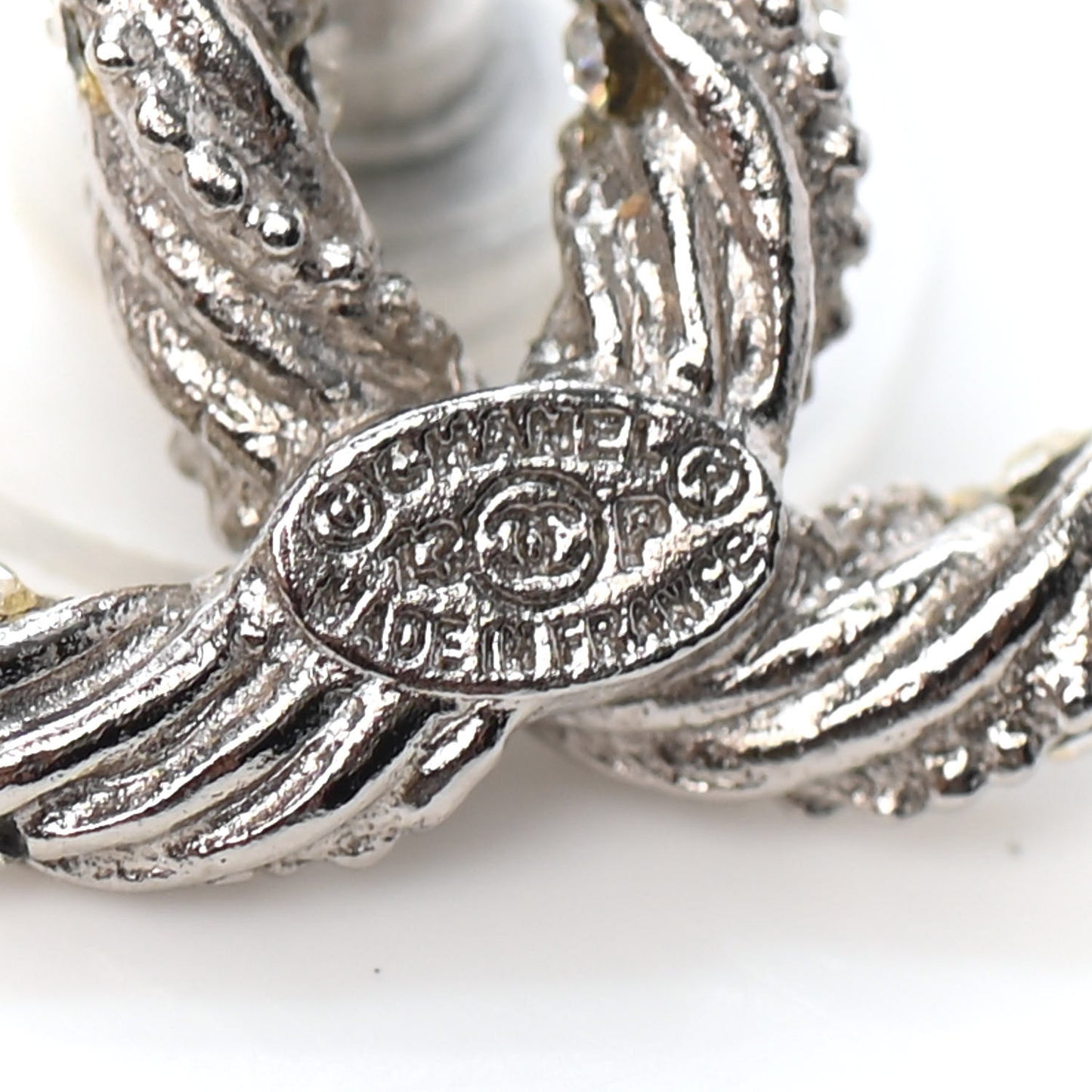 Crystal CC Twisted Earrings Silver