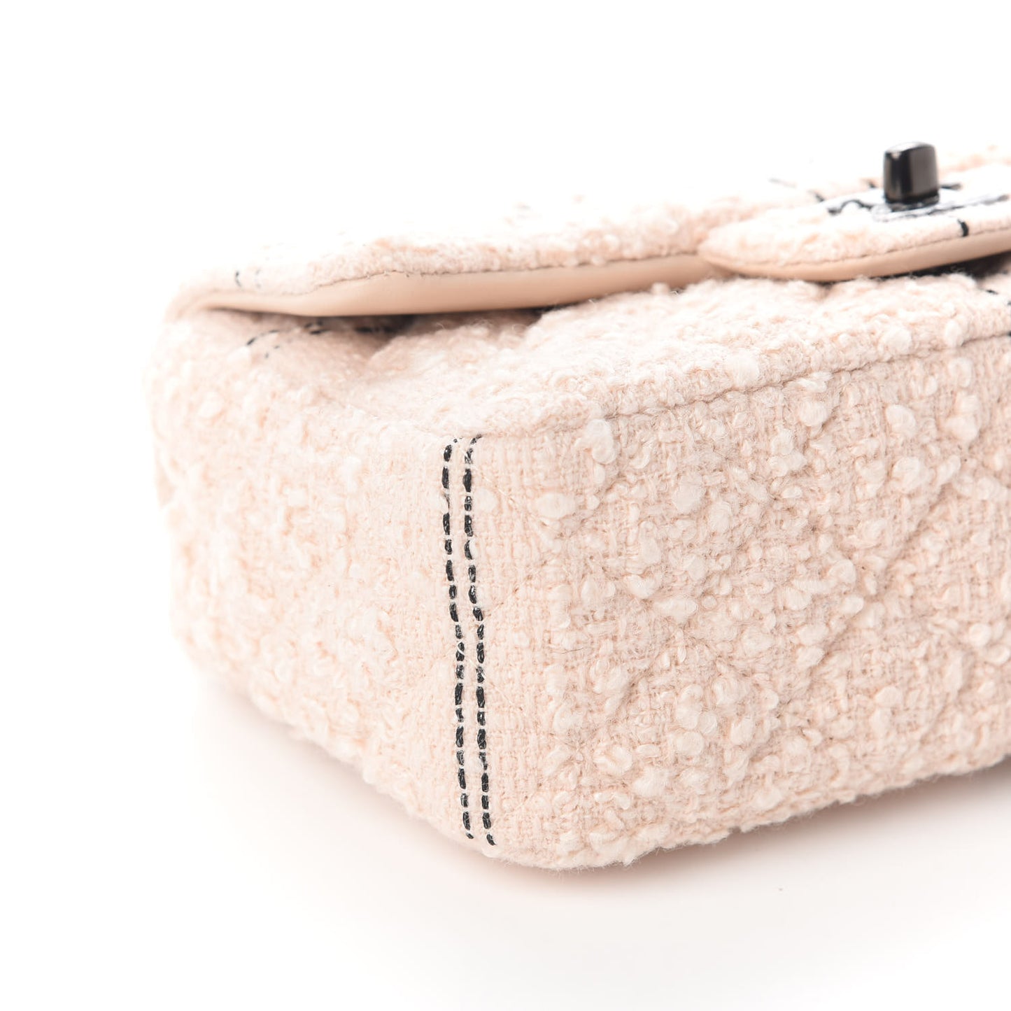 Tweed Quilted Mini Rectangular Flap Light Pink Black