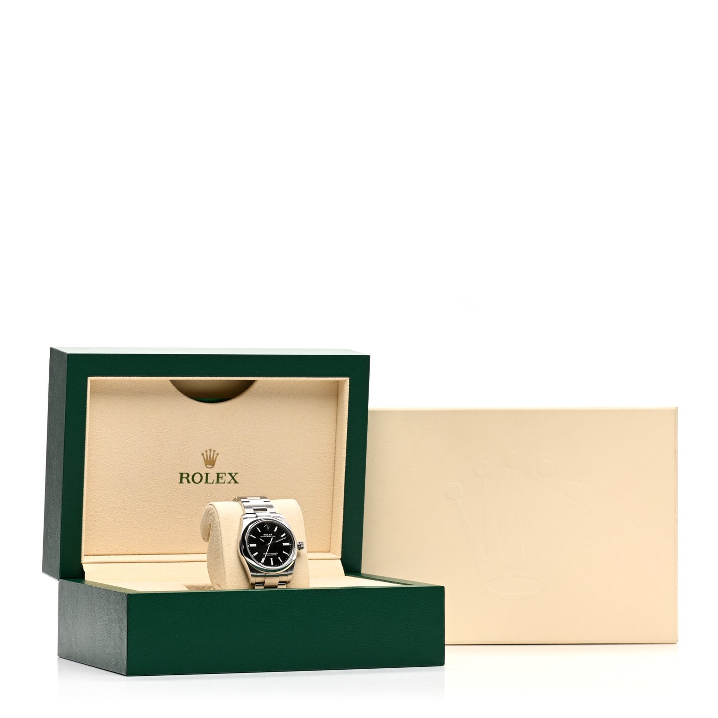 Stainless Steel 34mm Oyster Perpetual Watch Bright Black 124200