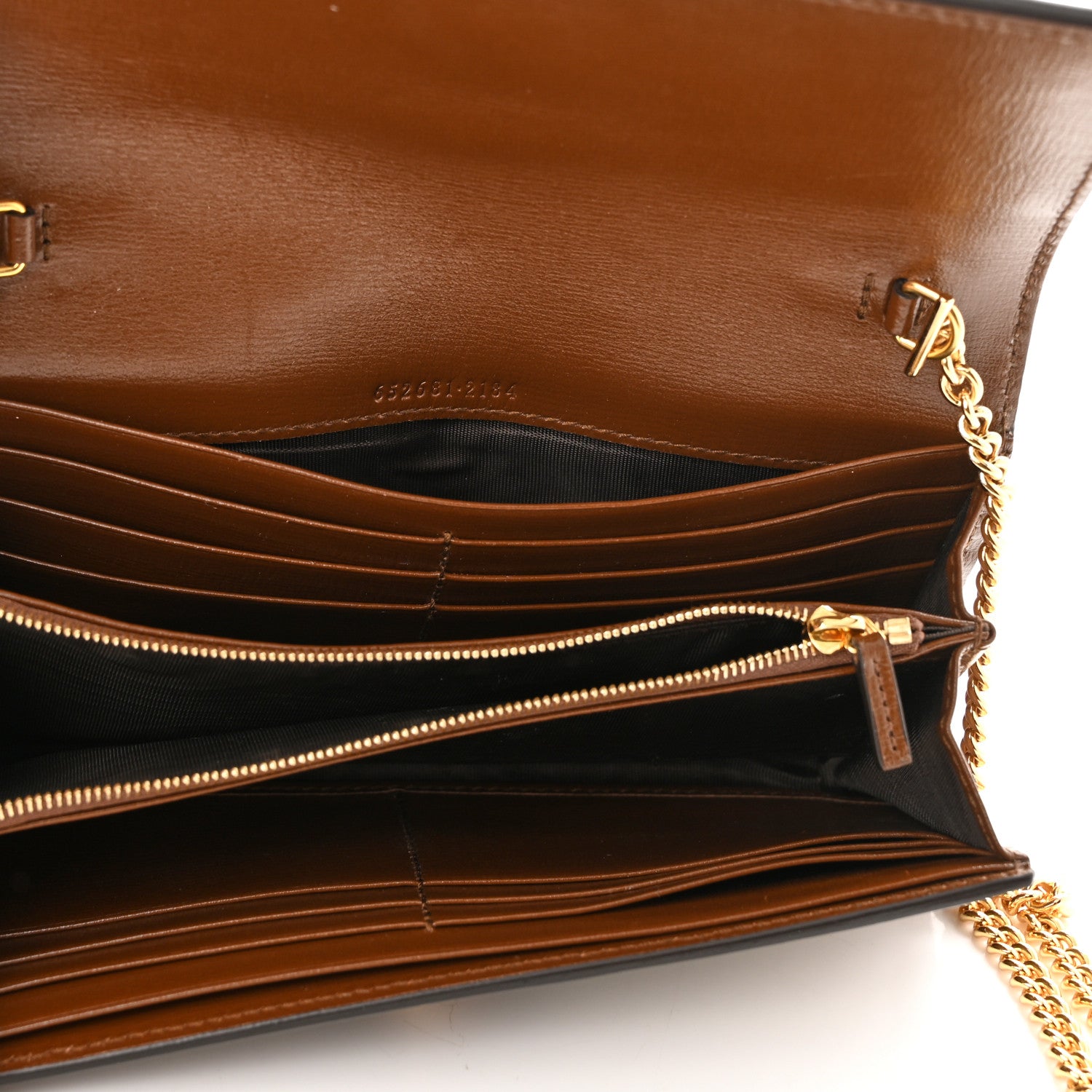 Gucci GG Supreme Monogram Azalea Calfskin Web Jackie 1961 Chain Wallet Beige Ebony Brown Sugar 5 of 10