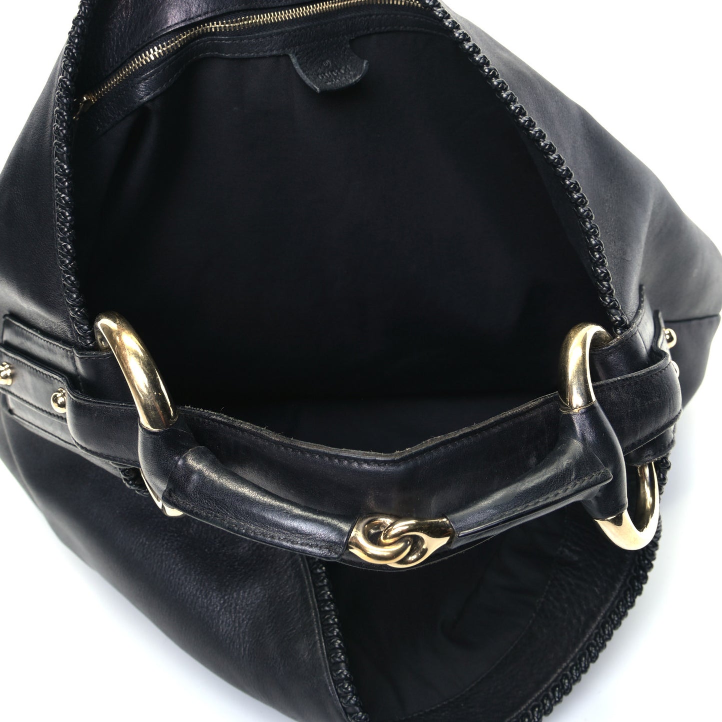 Calfskin Large Horsebit Chain Hobo Black