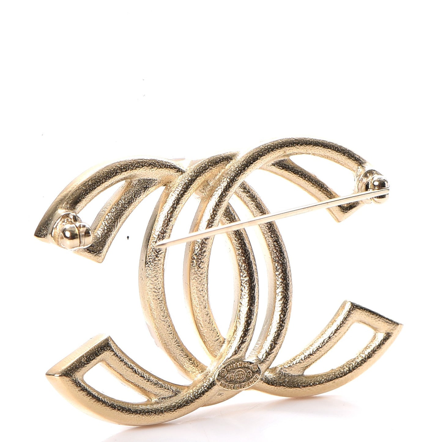 Crystal CC Brooch Light Gold Pink