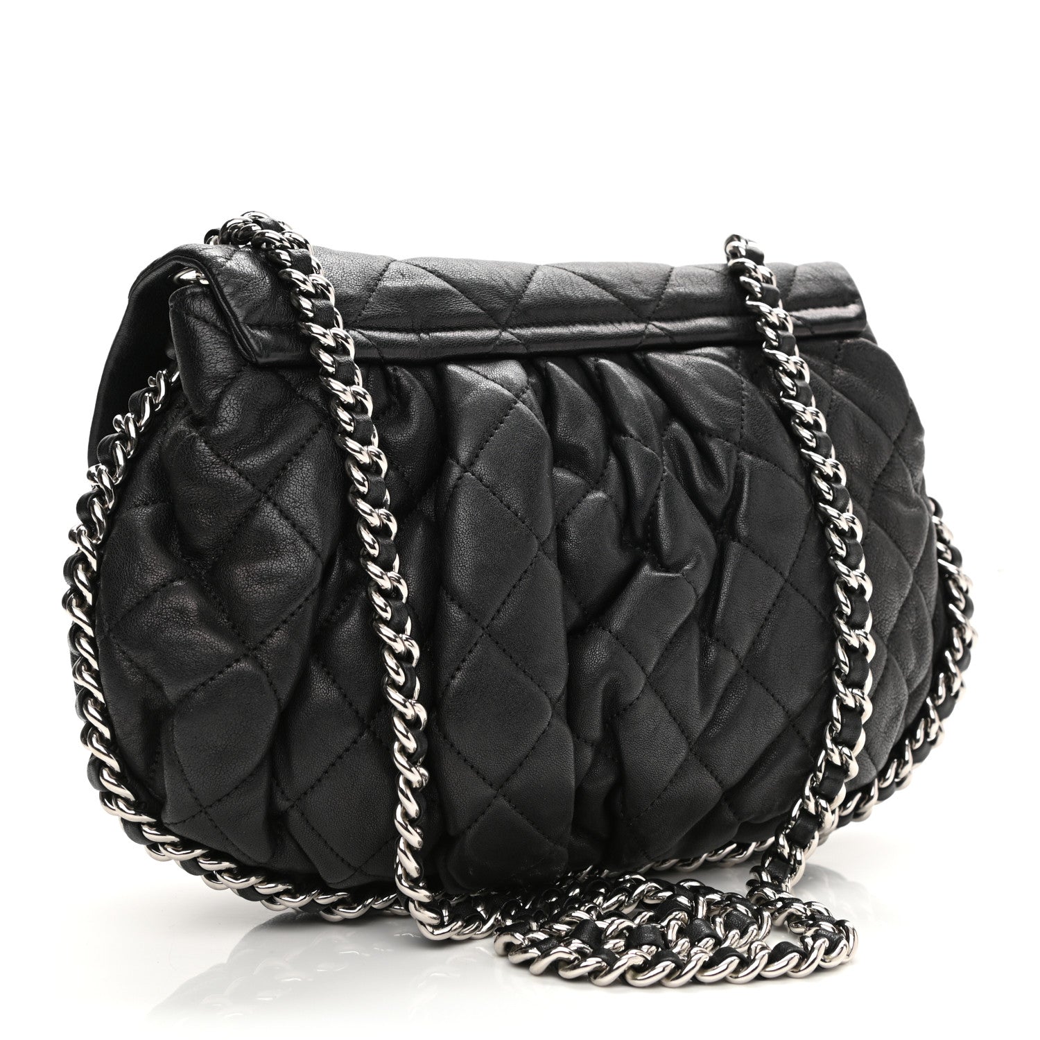 Chanel Washed Lambskin Quilted Chain Around Flap Black 2 of 10