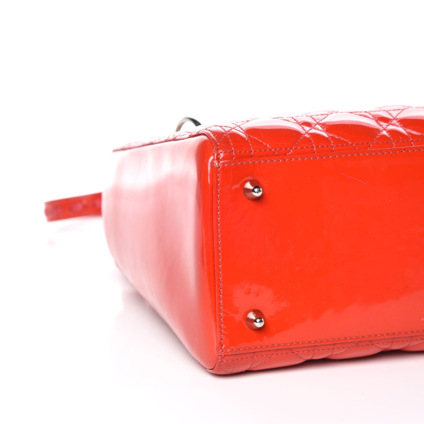 Patent Cannage Whipstitch Medium Lady Dior Red