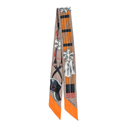 Hermes Silk Jumping Twilly Beige Cendre Orange Anthracite 2 of 4