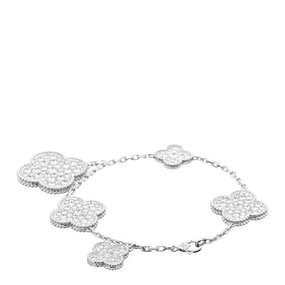 Van Cleef & Arpels 18K White Gold Diamond 5 Motifs Magic Alhambra Bracelet 3 of 5