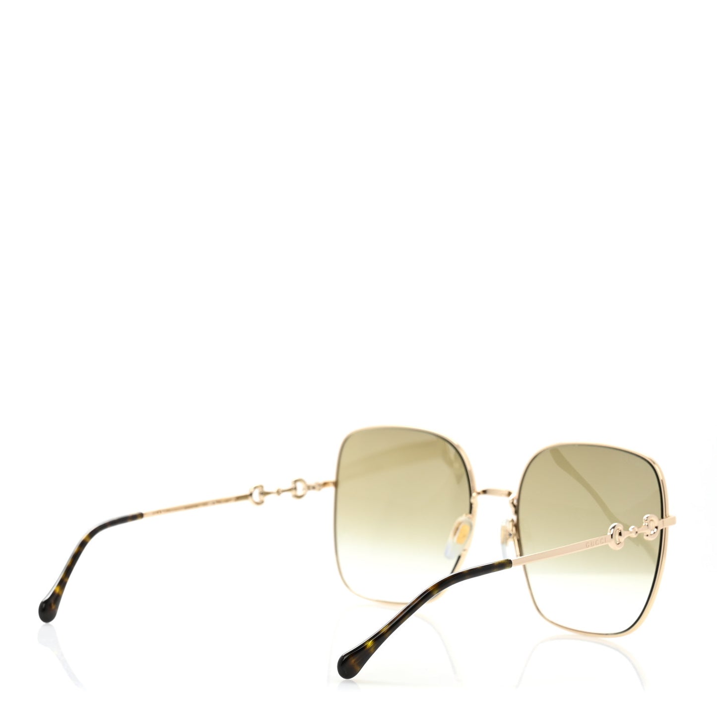 Metal Horsebit Square Frame Sunglasses GG0879S Gold