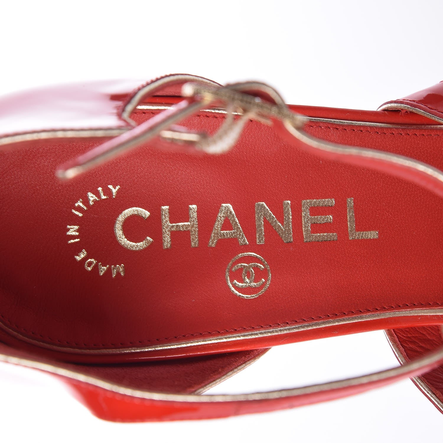 Chanel Patent Chain Sandals 40 Red 5 of 7