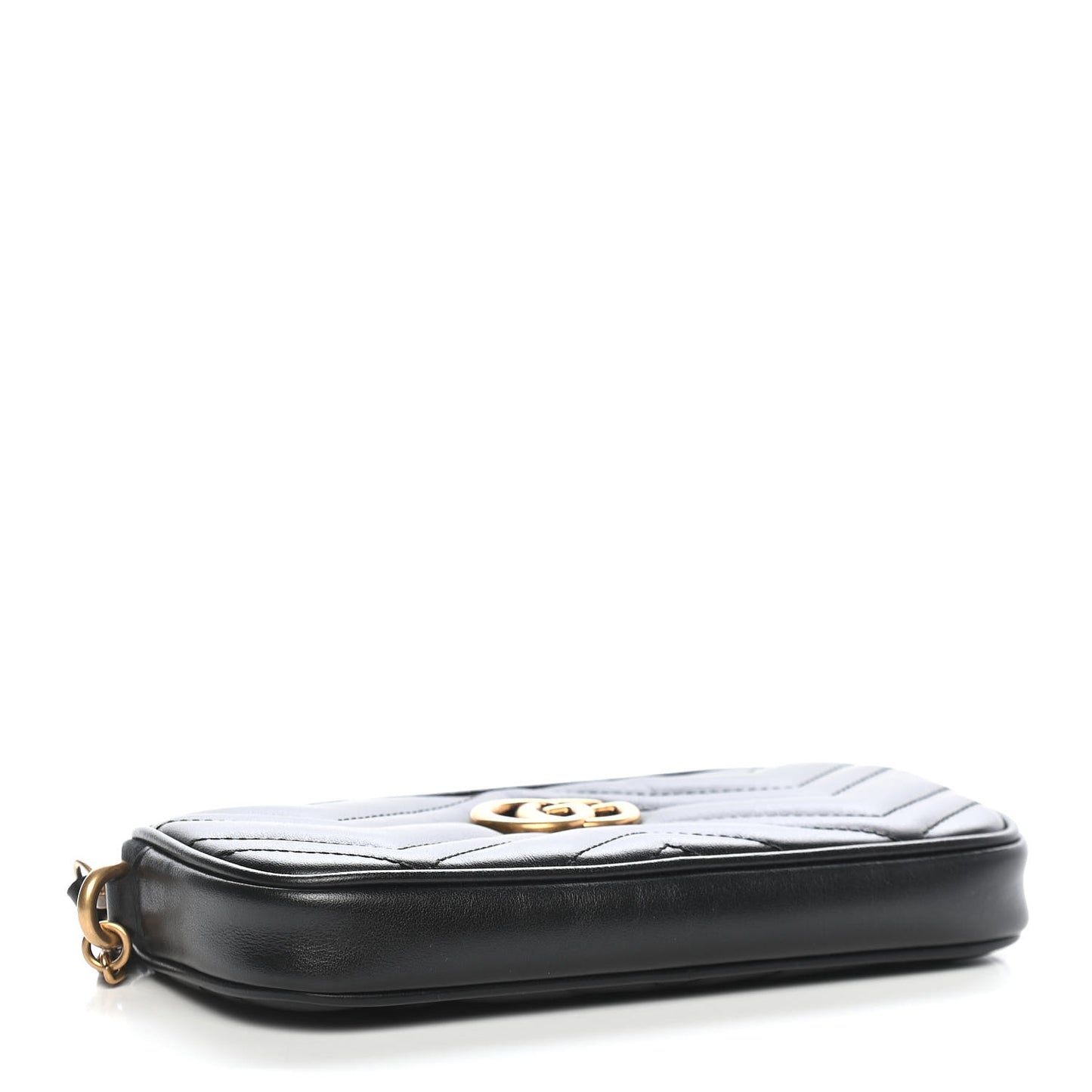 Calfskin Matelasse Mini GG Marmont Chain Crossbody Bag Black