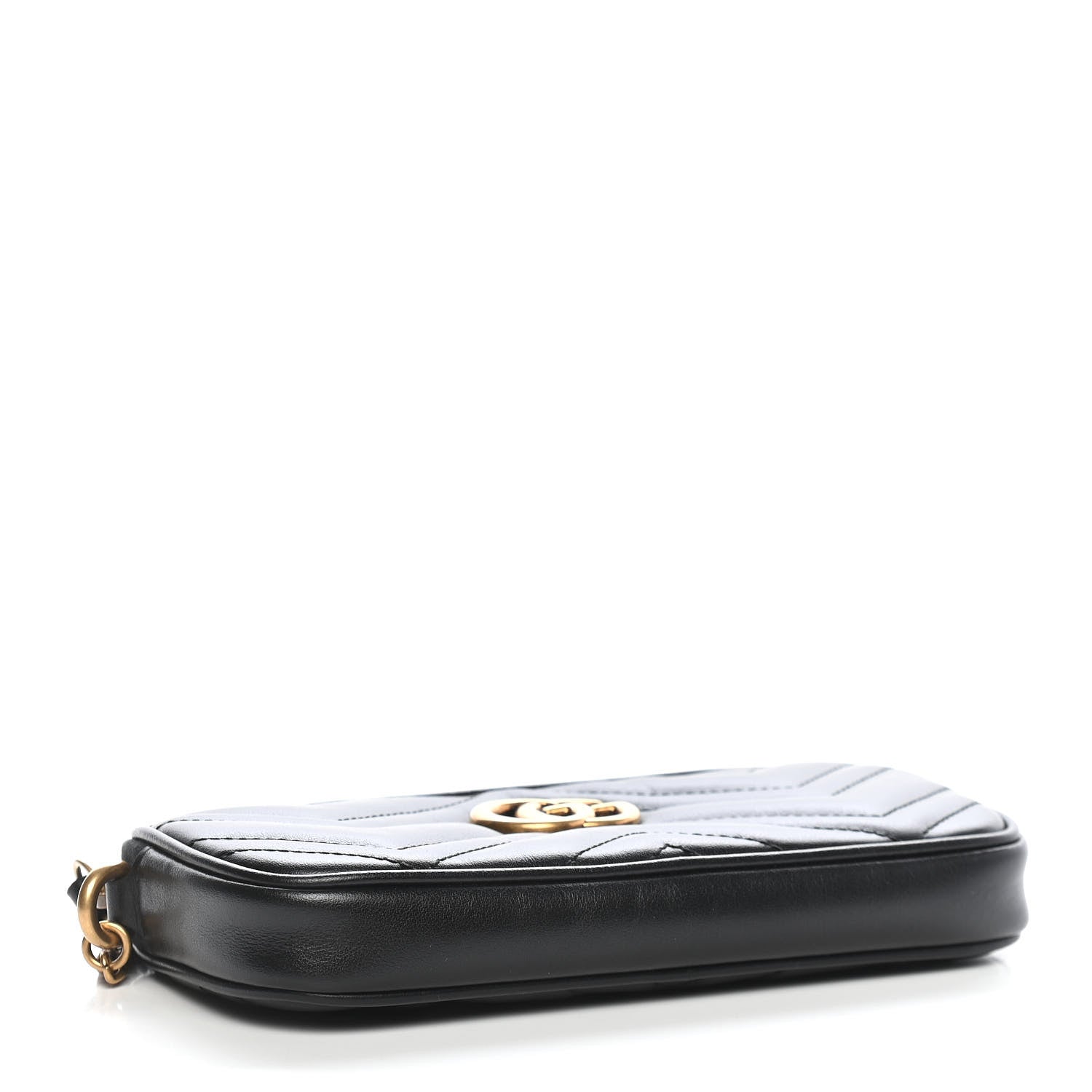 Gucci Calfskin Matelasse Mini GG Marmont Chain Crossbody Bag Black 4 of 9