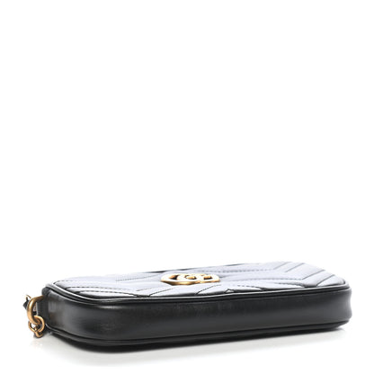 Gucci Calfskin Matelasse Mini GG Marmont Chain Crossbody Bag Black 4 of 9