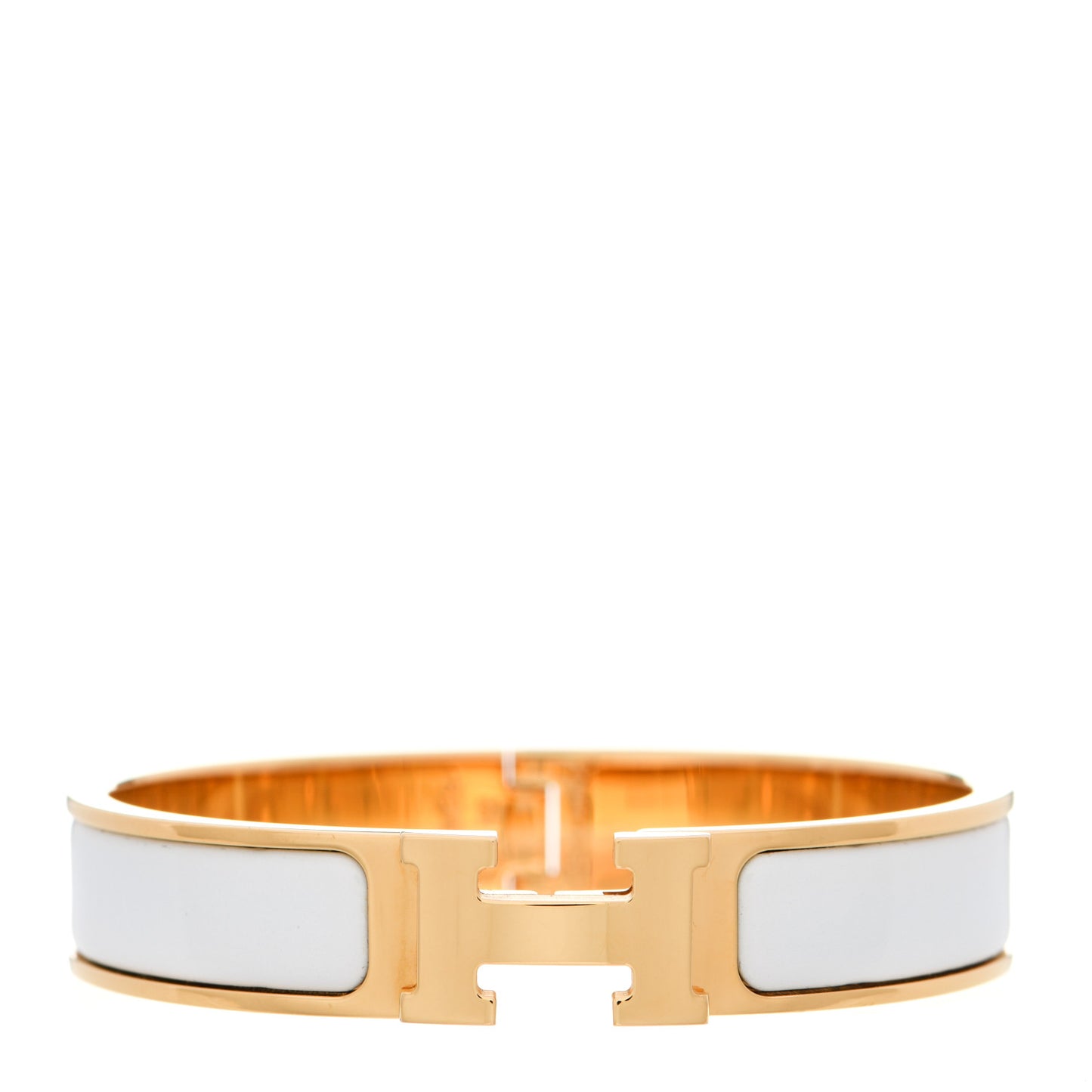 Enamel Narrow Clic Clac H Bracelet PM White