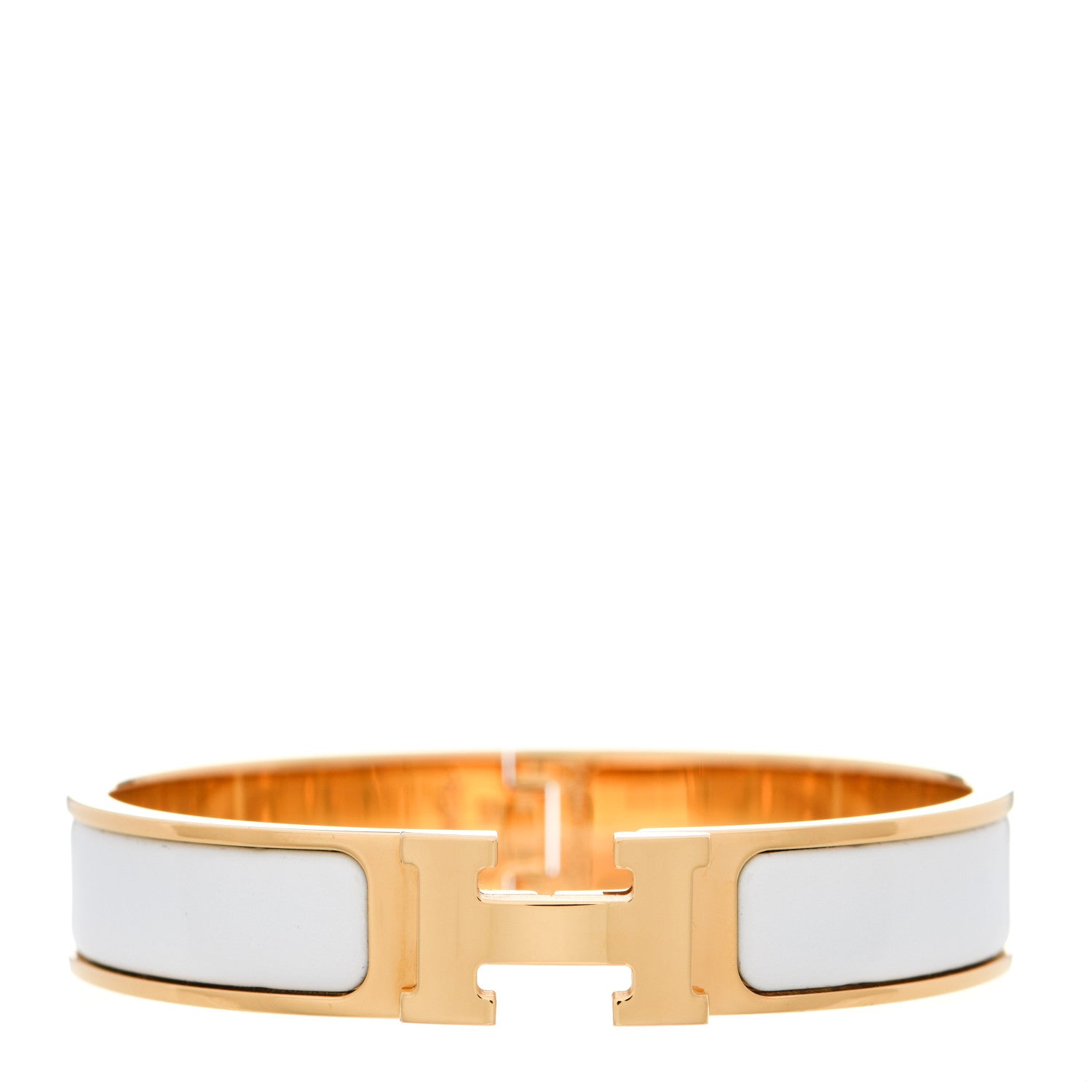 Hermes Enamel Narrow Clic Clac H Bracelet PM White 1 of 5