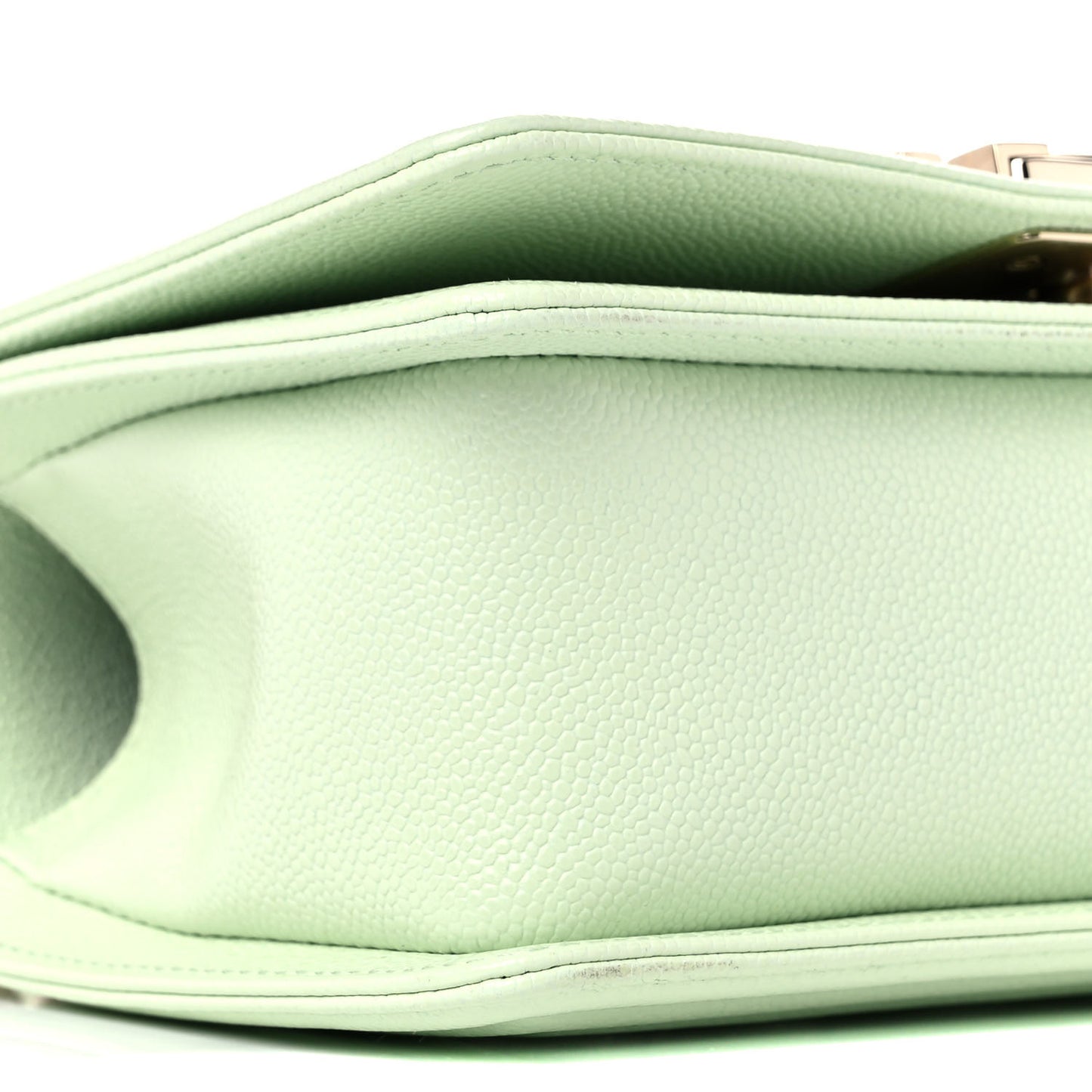 Caviar Chevron Quilted Small Boy Flap Light Green