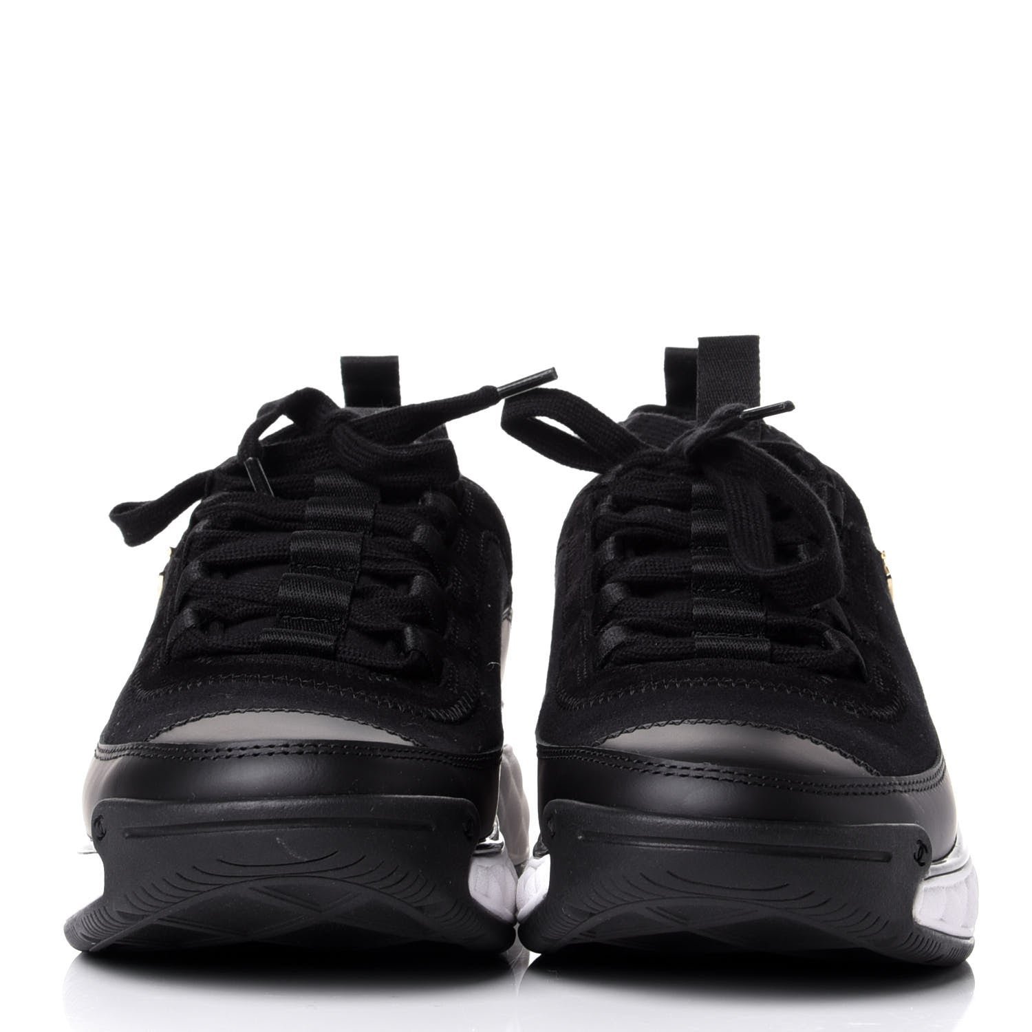 Chanel Velvet Calfskin Mixed Fibers CC Sneakers 38 Black 2 of 11