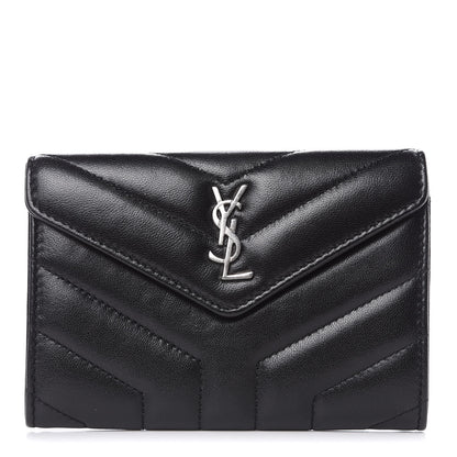 Saint Laurent Lambskin Y Quilted Monogram Small Loulou Envelope Wallet Black 1 of 8