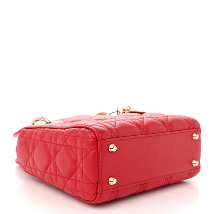 Christian Dior Lambskin Cannage Mini Lady Dior Red 4 of 11