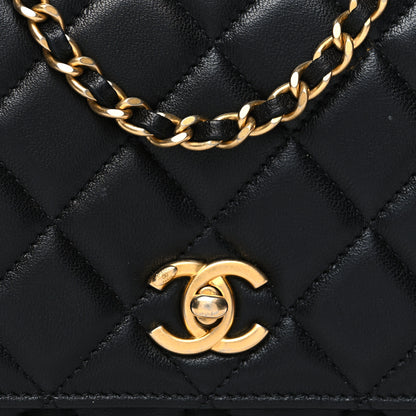 Chanel Lambskin Quilted Pearl Crush Wallet On Chain WOC Black 9 of 14