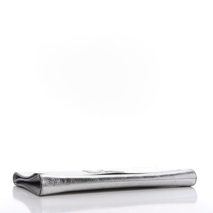 Saint Laurent Metallic Calfskin Monogram Large Belle De Jour Clutch Silver 4 of 9