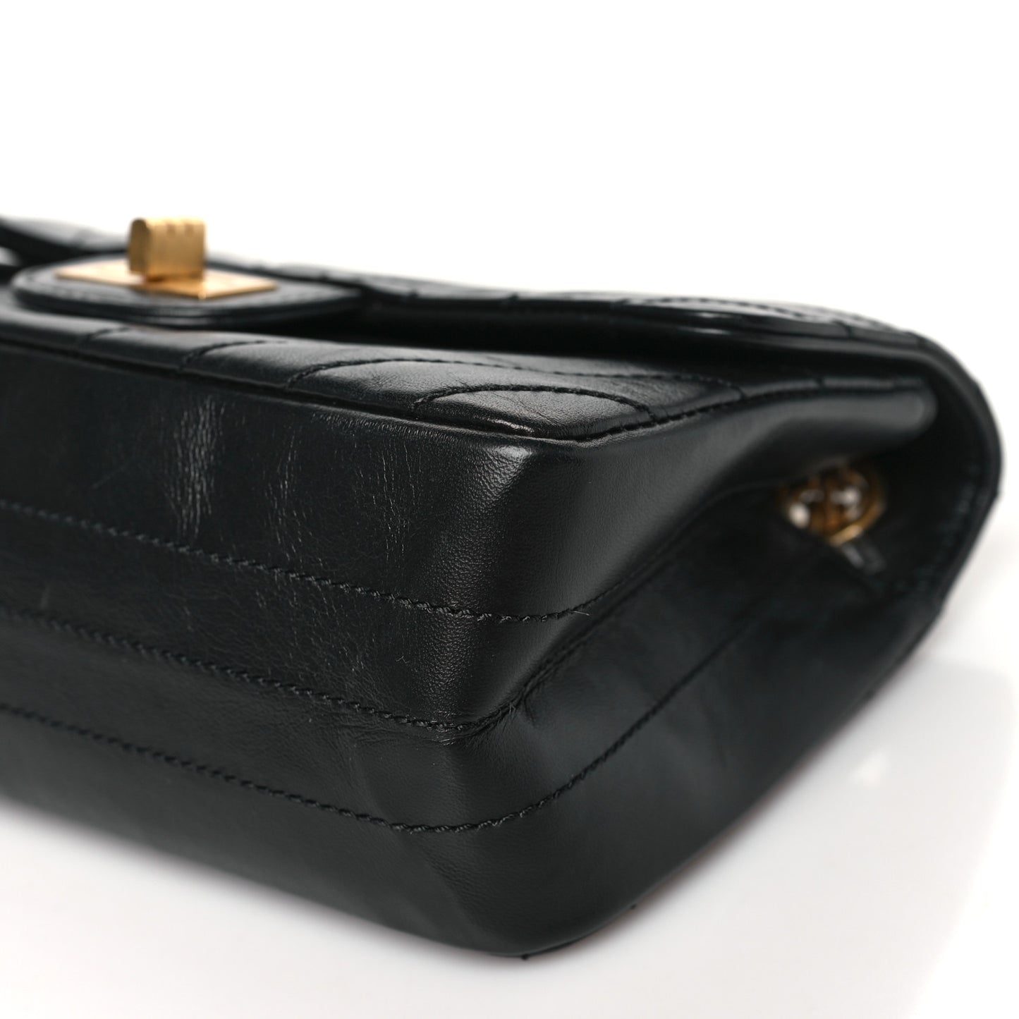 Aged Calfskin Chevron Quilted 2.55 Reissue Mini Flap Black
