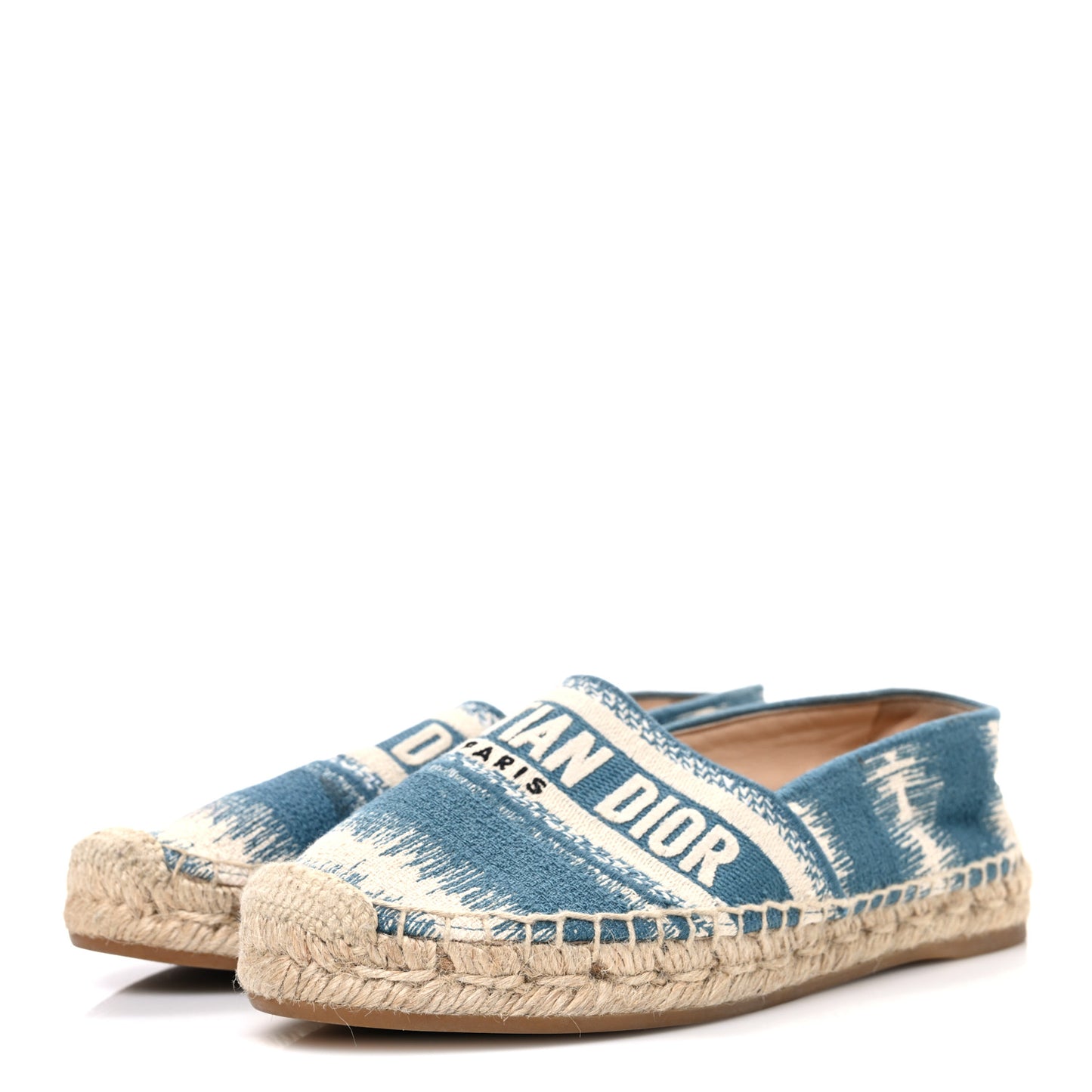Cotton D-Stripes Embroidered Granville 15mm Espadrilles 35 Deep Ocean