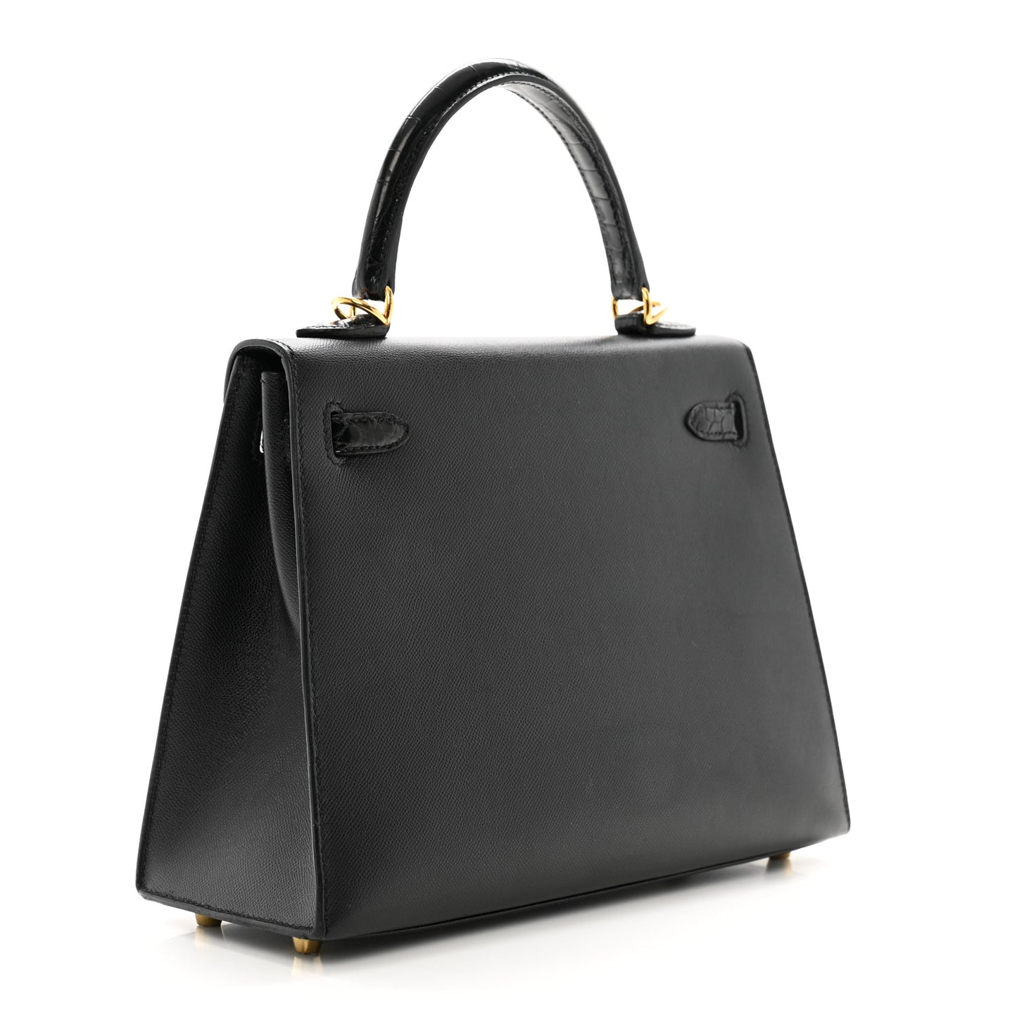 Madame Calfskin Shiny Niloticus Crocodile Kelly Sellier Touch 25 Black