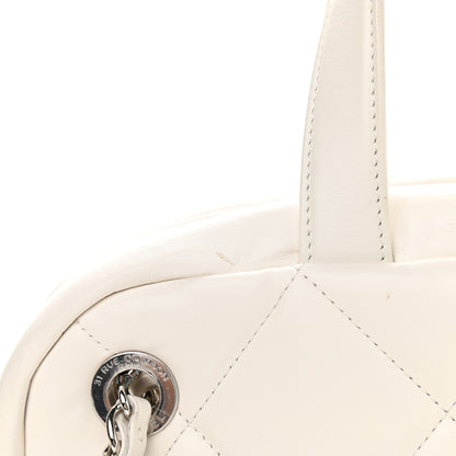 Chanel Aged Calfskin Quilted Small Express Bowling Bag White 10 of 10